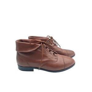 Prima Royale Women Brown Leather Lace Up Ankle Boots Size 8.5